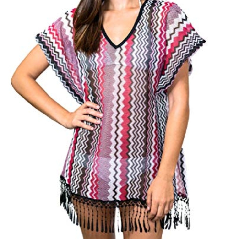 MIKEN Swim Knitted Crochet Poncho Cover-up